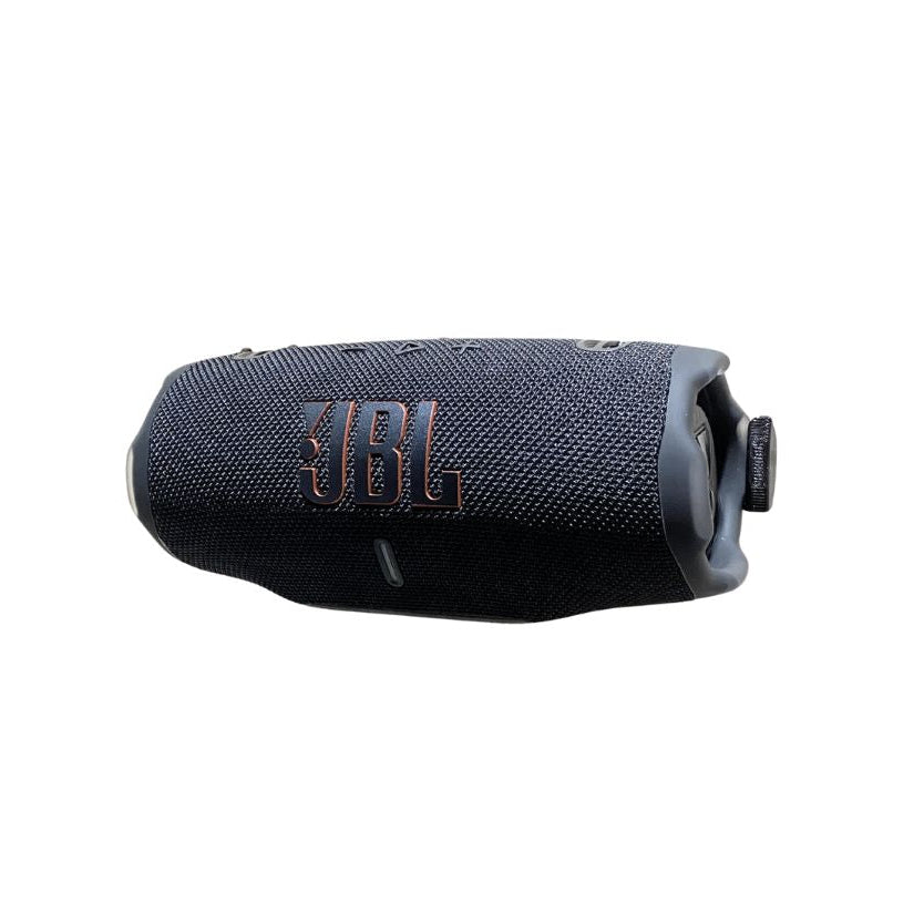 Black JBL speaker on a white background